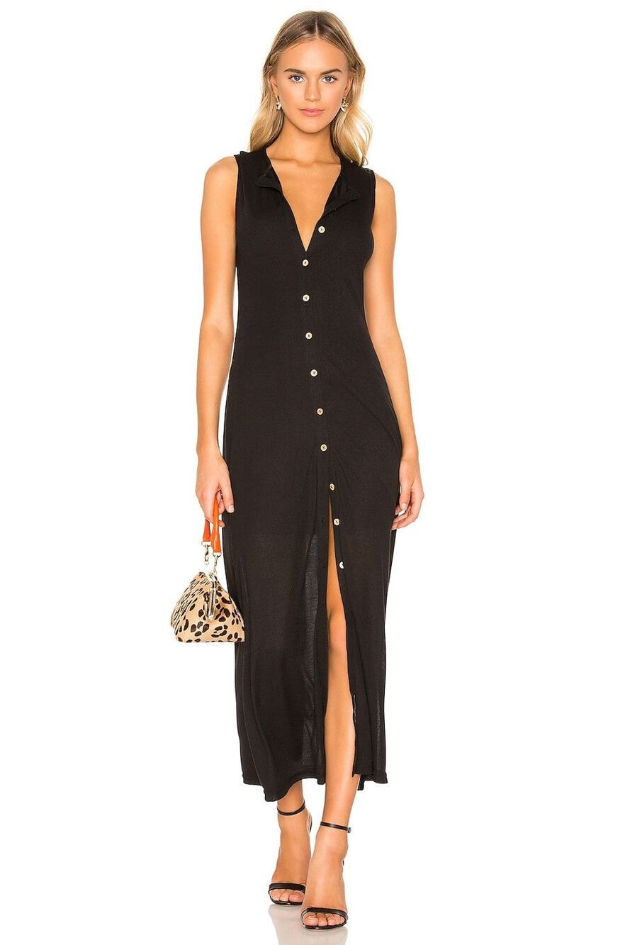 Callahan Mira V-Neck Front Button Midi Dress - S